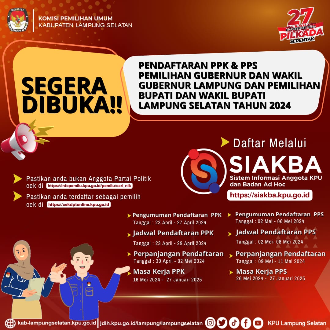 KPU Lamsel Rekrut Ulang PPK dan PPS Pilkada 2024
