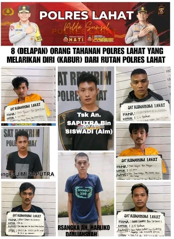 8 Tahanan Polres Lahat berhasil Kabur Kapolres Lahat langsung Bentuk Tim Sekaligus Pimpin Pengejaran